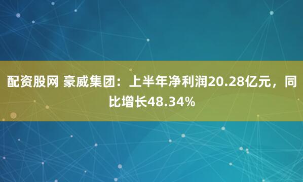 配资股网 豪威集团：上半年净利润20.28亿元，同比增长48.34%